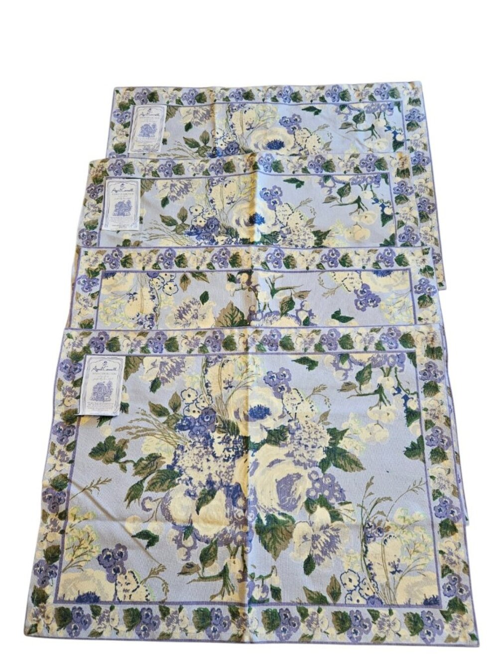 April Cornell Floral Placemats Set Of 4 Lavender Blue Cottagecore Cotton Table